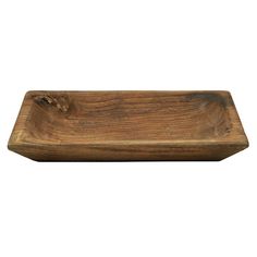 a wooden tray on a white background