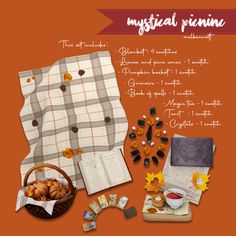 the contents of an autumn themed picnic