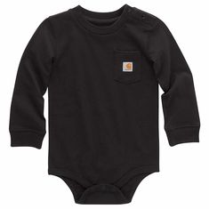 Carhartt is uncomplicated. This kids' bodysuit proves that motto. The patch pocket with a stitched-on logo is all it really needs to get the point across. Soft cotton feels comfortable. And snaps make quick changes fast and easy. End of story.FeaturesMidweight, 100% cotton jerseyRib-knit crewneck and cuffs hold their shape throughout the dayShoulder and crotch snaps for easy on and offLeft-chest pocket with sewn-on Carhartt labelCountry of Origin: Imported | Carhartt Baby's Cotton Kids' Long-Sle Baby Carhartt Outfit, Carhartt Baby Outfits, Western Baby Boy Clothes, Country Baby Boy Outfits, Cruz Outfits, Baby Boy Essentials, Baby Carhartt, Carhartt Baby Boy, Baby Boy Stuff