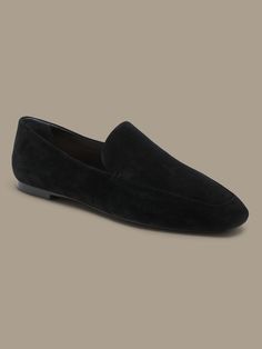 Sleek and soft loafers, designed with an elongated, squared shape known as a "snip toe. " SUEDE: Crafted in luxuriously soft and sturdy suede.  Leather lining.  Exclusive Padding System features memory foam and a cushioned insole designed for all-day Suede Pointed Toe Slip-ons For Work, Suede Slip-ons With Textured Sole, Flat Suede Slip-ons With Textured Sole, Classic Suede Slip-ons With Flat Heel, Classic Suede Flat Slip-ons, Elegant Suede Slip-ons For Fall, Suede Loafers With Cushioned Footbed For Work, Spring Suede Loafers With Leather Footbed, Suede Flats With Suede Lining For Work