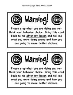 two signs with the words stop and warning