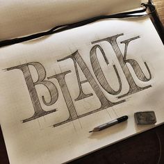 a drawing of the word back on top of a piece of paper