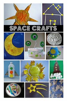 a collage of different crafts and activities for kids to do with the sun, moon, and stars