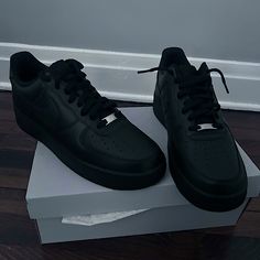 Nike Air Force 1s Black Nike Air Force 1s, Air Force 1s, Mens Shoes Sneakers, Nike Air Force, All Black, Air Force, Nike Shoes, Nike Air, Men's Shoes