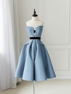 Blue satin short prom dress, blue homecoming dress Blue Short Prom Dress, Blue Homecoming Dress, Prom Dress Blue, Simple Satin, Satin Clothes, Blue Corset, 파티 드레스, Blue Homecoming Dresses, Short Party Dress