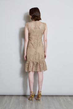 We chose a chic Lace in a mosaic weave crochet design for our Cocktail Dress. The transparent flounced hem & scalloped sleeve add dimension to this sophisticated Lace Dress. Elie Tahari Exclusive Scallop Sleeve Mosaic Lace Fitted Dress with Flounced Hem 100% Polyester Runs true to size. Model is 5'9" and wearing size 2 Length From Shoulder to Hem: Back 42"L (approx. length for size 6) Imported Style #: E4043604 Lace Fitted Dress, Crochet Design, Long Sleeve Short Dress, Elie Tahari, Lace Midi Dress, Knit Tees, Denim Coat, Knit Jacket, Skirts For Sale