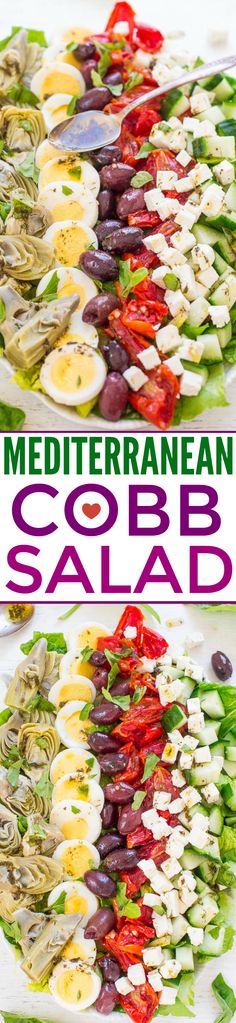 this mediterranean cobb salad is loaded with fresh vegetables and lots of flavor