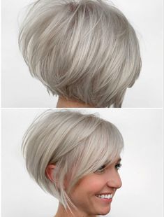 Fine Hair Stacked Bob, Gray Stacked Bob Haircut, Inverted Bob With Layers, Hair Bun Styles, Hairstyle 2023, Crown Braid Updo, Stacked Bob