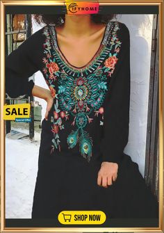 Casual Long Sleeve Dress Casual Tunic Dress For Fall, Black Bohemian Dress For Winter, Winter Vacation V-neck Dresses, Winter Vacation Dresses With V-neck, Casual Winter Floral Print Mini Dress, Casual Winter Mini Dress With Floral Print, Long Sleeve Shift Mini Dress, Fall Casual Tunic Mini Dress, Casual Tunic Mini Dress For Fall