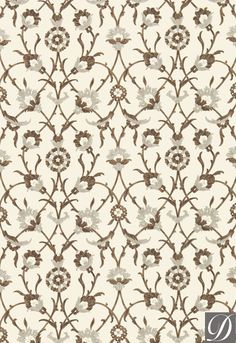 a white and brown wallpaper with flowers on it