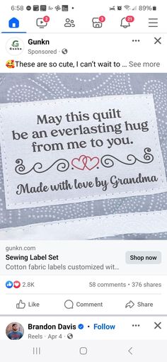 the facebook page for grandma's love by grandma