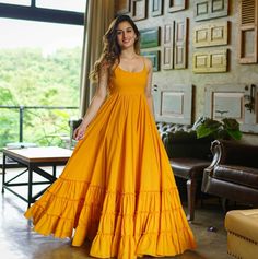 #fashion Gold Long Dress, Barcelona Trip, Haldi Outfits, Maxi Dress For Women