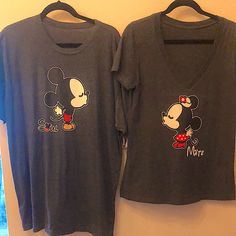 Nwot Super Soft Charcoal Gray Men’s Xl Tee With Mickey Mouse, Women’s Charcoal Gray Large Tee With Minnie Mouse!!! Adorable!!! Just Perfect For The Disney Fans Couple/Bride & Groom Gift, Anniversary, Disneyland Or Disneyworld Vacations!!! Very Comfortable, Soft Cotton, Unbranded, Never Worn. Bride And Groom Gifts, Disney World Vacation, Groom Gift, Disney Tops, Mickey Minnie, Charcoal Gray, Charcoal Grey, Bride Groom, Disneyland