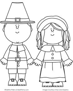 two kids dressed up as pilgrim and witch for halloween coloring pages free printables