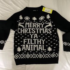 Black Christmas Sweater. Nwt - Never Worn! Black Christmas Sweater, Gothic Christmas, Sweaters Black, Merry Christmas Ya Filthy Animal, Christmas Travel, Black Christmas, Christmas 2024, Christmas Sweater, Christmas Outfit