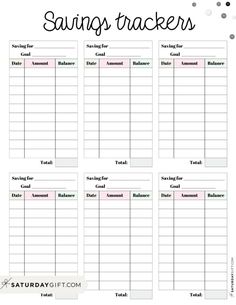 a printable savings tracker with the words savings tracker on it