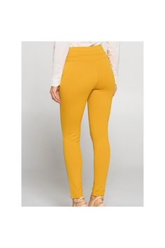 Trendy yellow pants with loop detail. Soft cotton stretchy fit. Runs true to size. Model is wearing size small. Yellow Pants, Trendy Colors, Mustard, Perfect Fit, Yellow, Pants, How To Wear, Trousers