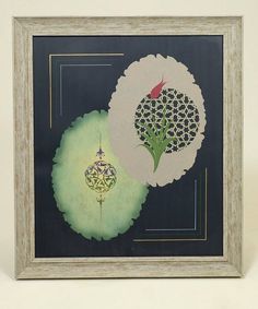 an image of a painting with flowers and leaves on the inside of it's frame