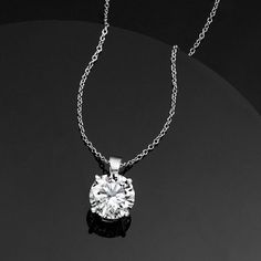 Ross-Simons - 3.00ct Lab Grown Diamond Solitaire Necklace in 14kt White Gold. 16". Brimming with breathtaking sparkle, this sumptuous 3.00 carat round brilliant-cut lab-grown diamond solitaire necklace is the perfect choice for those looking to make a big impression. Classically held in a four-prong setting of 14kt white gold and suspended from a cable chain with a 2" extender. Lab-grown diamonds are identical to mined diamonds according to their optical, physical and chemical properties. All Ro Classic Round Platinum Solitaire Necklace, Classic Round Solitaire Platinum Necklace, Luxury Round Solitaire Necklace With Diamond Cut, Luxury Round Diamond Cut Solitaire Necklace, Dazzling Diamond Necklace With Brilliant Round Cut, Classic Round Diamond Cut Necklace, Timeless Round Diamond Cut Necklace, Luxury Diamond Cut Necklace With Round Stone, Luxury Round Stone Diamond Cut Necklace