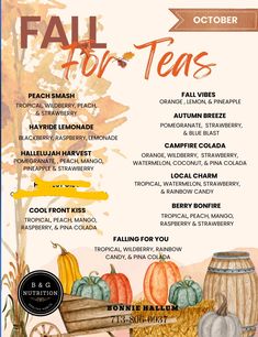 the fall for teas menu is shown