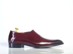 New Handmade Men's Burgundy Chelsea Style Leather Slip On Shoes, Men Designer Dress Formal Shoes sold by The Leather Souq on Storenvy Luxury Men's Semi-formal Shoes With Red Sole, Luxury Semi-formal Men's Shoes With Red Sole, Luxury Italian Craftsmanship Leather Slip-on Shoes, Luxury Gentleman's Slip-on Leather Shoes, Luxury Leather Wingtip Slip-ons, Luxury Slip-on Wingtip Leather Shoes, Luxury Wingtip Slip-ons With Leather Sole, Luxury Goodyear Welted Leather Slip-on Shoes, Slip On Shoes Men