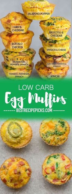 low carb egg muffins recipe is shown in this ad for the best recipes