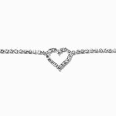 Claire's Silver-tone Rhinestone Heart Pendant Choker Necklace Piercing Kit, Pendant Choker Necklace, Pendant Choker, Rhinestone Choker, Fashionable Jewelry, Cream Style, Jewelry Images, Rhinestone Heart, Makeup Set