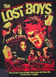 the lost boys t - shirt with an image of two men and one woman on it