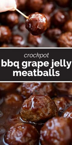 Both sweet and savory, these Crockpot BBQ Grape Jelly Meatballs are always a crowd favorite. They require only 3 ingredients and a couple of minutes of hands on time, then let them cook in the slow cooker until party time. Jelly Meatballs Crockpot, Bbq Grape Jelly Meatballs, Jelly Meatball Recipe, Grape Jelly Meatballs Recipe, Jelly Meatballs, Grape Jelly Meatballs, Crock Pot Meatballs, Slow Cooker Meatballs, Spend With Pennies