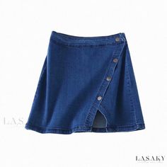 Lasaky - Vintage High Waist Irregular Denim Mini Skirt with Fishtail Design Floral Print Midi Skirt, Knit Midi Skirt, Wrap Around Skirt, Wholesale Shirts, Printed Midi Skirt, Black Pencil Skirt, Washed Denim, Knit Midi, Denim Mini