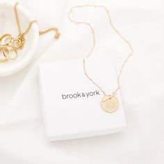 Grace Toggle Necklace – Brook & York Tarnish Resistant Round Toggle Necklace Gift, Minimalist Toggle Necklace With Round Pendant As Gift, Minimalist Round Pendant Toggle Necklace For Gift, Personalized Elegant Round Medallion Necklace, Tarnish Resistant Round Toggle Necklace For Gift, Everyday Toggle Necklace With Round Pendant, Elegant Everyday Engraved Medallion Necklace, Minimalist Round Toggle Necklace As Gift, Classic Tarnish Resistant Medallion Necklace For Gift