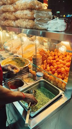 a buffet filled with lots of different types of food