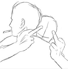 a drawing of a man brushing his teeth