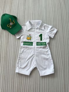 ⭐⭐Personalized Golf Shorts-Long Caddy Outfit for kids*Toddler Golf White-Green Suit*Baby Golf 1st Birthday Uniform*Toddler Masters Costume⭐⭐ ⛳️⛳️GOLF COSTUME will be the favorite of kids who love to play golf. You can use this stylish outfit at Master birthday events, golf events, weddings, Halloween and many events. It will be a great choice for a birthday. You can also gift the personalized outfit to your friends' baby shower party, birthday party. I can say that it will be a favorite choice and your friends will love this costume. 👶🏻 It is specially designed for children. The costume fabric is cotton fabric, 1st quality fabric is used, does not contain polyester. 📍Size: 1-5 Years For a better size, please write the child's age, weight and height ⛳️Patches:⛳️ The costume will reach yo Masters Baby Birthday, 3rd Birthday Golf Theme, Mastered First Year Birthday Party Golf, Golf Smash Cake Baby Boy, Masters 1st Birthday Party, Golf 30th Birthday Party, Golf Birthday Party Kids, Masters Birthday Party, Golf Themed First Birthday Party