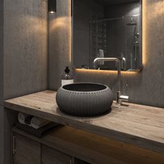 Buildmat Concrete Basin Meteor Grey Felda Meteor Grey Grey Fluted Concrete Basin Grey Bathroom Sink, Fluted Concrete, Dark Grey Bathroom, Dark Gray Bathroom, Bathroom Basins, Concrete Basin, Basin Design, Counter Design, Concrete Cement