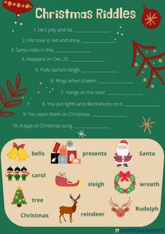 christmas riddles for kids and adults to play in the holiday season, including santa's sleigh