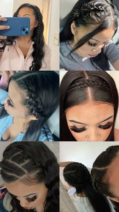 Cute Hairstyles For Party Ideas, Long Hairstyles Latina, Straight Hairstyles For Concert, Hair Styles Front Braid, Hairstyles For Medium Length Hair Mexican, Cute Ways To Style Medium Hair, Braided Hairstyles For Latinas, Side Part With Braids On The Side, Hair Styles For Mexicans