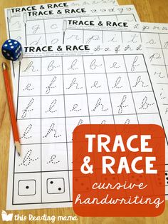 trace and race printable worksheet for kids to practice handwriting with dices