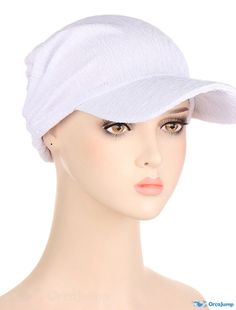 OrcaJump - Womens Hijab Baseball Cap with Brim and Elastic Band for Sun Protection in Summer Lightweight White Brimmed Hat, White Lightweight Brimmed Hat, White Lightweight Visor Hat, White Casual Bonnet With Curved Brim, Casual White Bonnet With Curved Brim, Adjustable Lightweight White Baseball Cap, Casual White Bonnet For Spring, Casual Baseball Cap, Spring Pattern