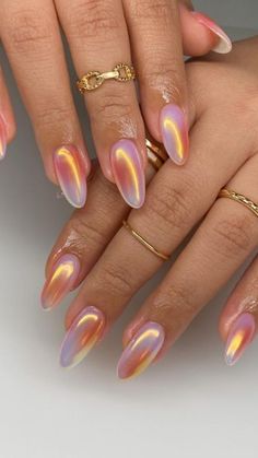 Latest Ombre Nail Designs, Milky Nails, Custom Press On Nails, Ombre Pink, Her Nails, Metallic Nails, Pink Pastel, Summer 24