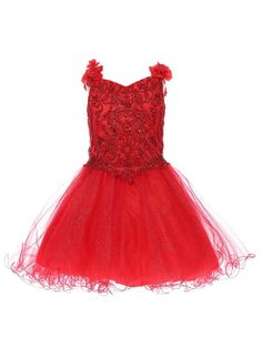 5130_RED_4.jpg?0 Capri Outfits, Hot Pink Flowers, Baby Couture, Girls Red, Cute Rompers, Junior Bridesmaid Dresses, Beaded Top, Junior Bridesmaid