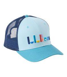 a blue and white trucker hat with the word lullibeen on it