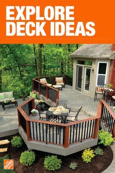 an outdoor deck is featured in this magazine