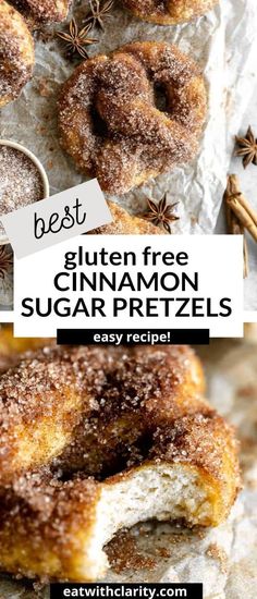 cinnamon sugar pretzels with the words best gluten free cinnamon sugar pretzels