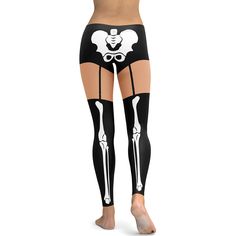 Skeleton Shorts Leggings Edgy Thigh High Bottoms For Halloween, Halloween Punk Stretch Bottoms, Punk Halloween Bottoms With Skull Print, Punk Bottoms With Skull Print For Halloween, Punk Stretch Bottoms For Halloween, Punk Style Stretch Bottoms For Halloween, Black Skull Print Bottoms For Halloween, Halloween Stretch Skull Print Leggings, Black Skull Print Leggings For Halloween