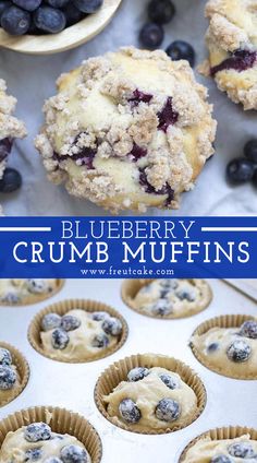 blueberry crumb muffins are ready to be eaten