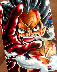 an image of a painting of gohan from one piece of anime art on paper