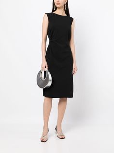 Sachin & Babi Diana ruched-detail Dress - Farfetch Ruched Sleeveless Knee-length Dress For Evening, Knee-length Ruched Sleeveless Evening Dress, Ruched Sleeveless Knee-length Evening Dress, Elegant Black Ruched Sleeveless Dress, Black Ruched Sleeveless Knee-length Dress, Classic Dresses, Sachin Babi, Dress Inspo, Grad Dresses