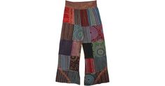 Dusty Boho Mixed Patchwork Yoga Waist Pants in Clothing - This is a new chic, boho style that is so enviro-friendly with its re-cycled patchwork design. Features: Patchwork, Stonewash, Yoga, Vacation, Gift, Fall, Floral, Printed, Stonewash, Bohemian. Festival Brown Patchwork Bottoms, Multicolor Cotton Harem Pants For Fall, Brown Patchwork Pants For Fall, Brown Patchwork Bottoms For Fall, Hippie Brown Bottoms For Fall, Hippie Patchwork Bottoms For Fall, Brown Patchwork Summer Pants, Brown Patchwork Pants For Summer, Summer Brown Patchwork Pants