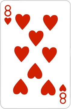 a playing card with hearts on it